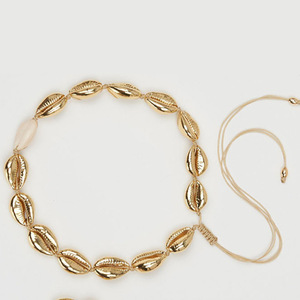 Fashion Jewelry <b>Set</b> Shell Cotton Thread Necklace <b>Bracelet</b> Rose Gold Silver Party Wear Geometric Design Yiwu Origin X0024 - Product Image 3