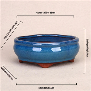 Mini Macetas de Cerámica Azul Palma <span class=keywords><strong>con</strong></span> Esmalte Morado, Pequeñas Macetas para Suculentas, Decoración para Plantas de Balcón y Hogar - Product Image 3