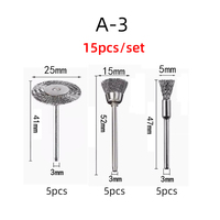 Brosse en fil d'acier pour enlever la rouille, accessoires pour outil rotatif, brosse de polissage, 15 pièces/ensemble