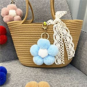 9.5CM Creative Flower Plush Keychain <b>Cute</b> Plush Colorful Small Flower Bag Pendant Mobile Accessories Car <b>Keyring</b> Gift - Product Image 6