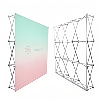 Support mural d'exposition en tissu de luxe écologique moderne sur mesure, pliable en aluminium, léger et portable, à 6 étagères, pour la vente en gros