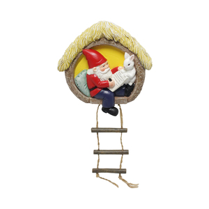 Su misura gnomo in resina con coniglio lettura <span class=keywords><strong>libro</strong></span> appeso decorazione, resina fattoria animale amaca per giardino prato ornamenti - Product Image 1