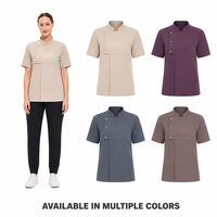 Veste de chef moderne en coton et polyester, manches courtes, uniforme de chef pour hôtel, restauration, boulangerie, plusieurs couleurs, OEM