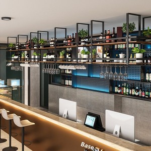 Étagère de rangement suspendue en fer forgé pour bar, comptoir de restaurant, armoire suspendue au plafond, casier à <span class=keywords><strong>vin</strong></span>, mobilier de maison - Product Image 3