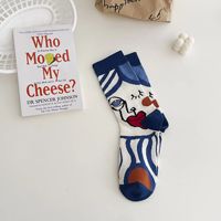 Chaussettes décontractées en polyester et coton respirant, motif peinture à l'huile, avec bordure en dentelle, pour homme et femme, usage quotidien printemps