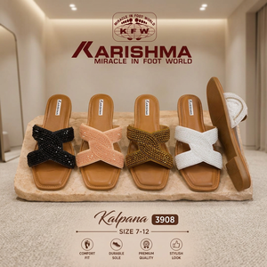 KARISHMA – Tongs noires à enfiler pour femme, à bout ouvert, avec semelle compensée et boucle, durables, décontractées, pour l'été, chaussures d'intérieur - Product Image 5