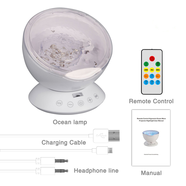 Smart Ocean Wave LED Projector Colorful Sea Wave Night Light With Speaker Multifunctional Bedroom Atmosphere Lamp