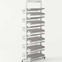 UZIA-13-4.7 Zapatero Metálico Convertible con Ruedas, Mueble de Almacenamiento Deslizable Extraíble, Organizador de Gran Capacidad para el Hogar