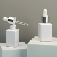 Flacon cosmétique vide en plastique PET transparent carré de 40 ml pour huile essentielle, soin de la peau, emballage cosmétique avec compte-gouttes plaqué argent