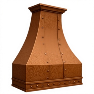 Hotte de cuisine autoportante en cuivre martelé, la plus vendue, pour îlot de cuisson, cheminée d'extraction décorative - Product Image 1