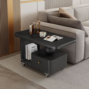 Mesa de Centro Moderna Minimalista con Superficie de Piedra, Almacenamiento Móvil, para Sala de Estar, Dormitorio, Apartamento Pequeño, Mesa de Té de Alta Gama - Product Image 2