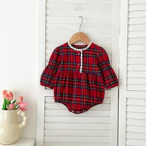 लड़कियों की लड़कियों की लड़कियों की लाल प्लेड लड़कियों की लंबी आस्तीन के बाल रोपर्स - Product Image 3