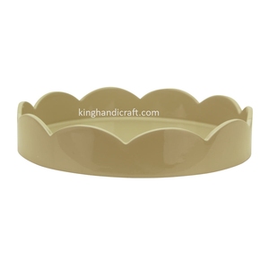 ถาดเสิร์ฟทรงกลมทำมือแบบดั้งเดิม รีไซเคิลได้ เป็นมิตรกับสิ่งแวดล้อม ถาดไม้เคลือบเงา ทนทาน สำหรับชุดน้ำชา อาหาร ของตกแต่งบ้านสุดหรู - Product Image 3