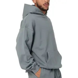 High Quality Baggy Drop Shoulder Pullover Cropped Hoodies Men Custom Blank Heavyweight Cotton Oversized Puff Printing Hoodie Men