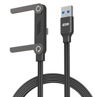 Cable de Datos USB 2 en 1 de 65W con Soporte Plegable para Teléfono, Carga Rápida USB a USB C, Tipo-C, con Soporte de Escritorio Integrado para Huawei y OnePlus