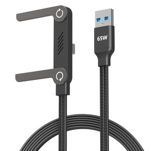 Cavo Dati USB 2 in 1 da USB-A a USB-C da 65W con Ricarica Rapida e Supporto Pieghevole per Telefono, Cavo USB Type-C con Supporto da Scrivania Integrato per Huawei OnePlus - Product Image 1
