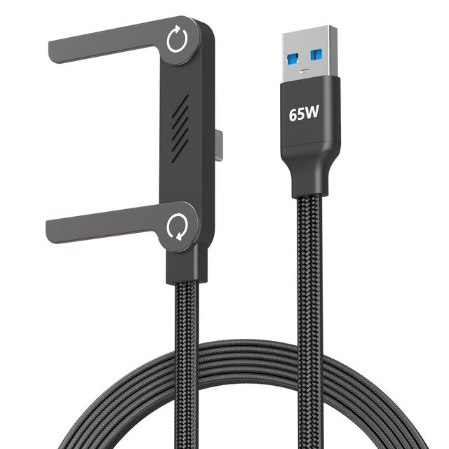65W 2 in 1 USB a to USB C Fast Charging Foldable Phone Holder Data Cable USB Type-C Builtin Desk Bracket Wire for Huawei OnePlus