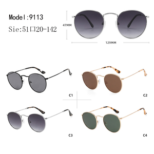 Lunettes de soleil rondes à monture métallique, verres dégradés, unisexe, protection UV 100%, protection solaire pour adultes - Product Image 3