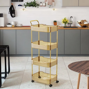 Le support de rangement transparent pour chariot peut être déplacé de deux à quatre étages, support de rangement polyvalent pour salon et cuisine - Product Image 4