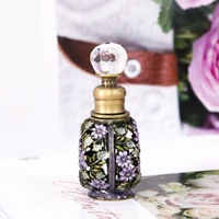 Botol parfum bunga logam 6ml botol isi ulang minyak esensial kaca kosong hadiah Dekorasi Rumah #57377