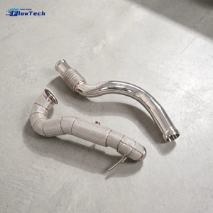 ท่อลงเครื่องยนต์ FlowTech คุณภาพสูง ผลิตจากสแตนเลส T304 ขัดเงาแบบกระจก หนา 1.5 มม. สำหรับรถแข่ง Mercedes-Benz CLA45 A45 GLA45 - Product Image 4