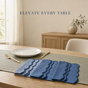 Serviettes de table classiques en coton bleu, faites à la main, teintes unies, rectangulaires, lavables en machine, pour la décoration de table à la maison - Product Image 3