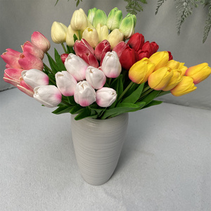 Fleur artificielle en forme de tulipe en caoutchouc souple, <span class=keywords><strong>tige</strong></span> flexible, pour décoration intérieure et extérieure, fleurs en soie au toucher réel, vente en gros - Product Image 5