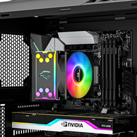 Refroidisseur d'air pour processeur SNOWMAN OEM, 4 caloducs et dissipateur thermique en cuivre, ventilateur de processeur avec éclairage LED RVB pour le refroidissement du boîtier de PC