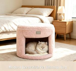 Cama ortopédica cómoda para mascotas con marco de metal, cueva cerrada para gatos, taburete para gatitos y cachorros de interior. - Product Image 1