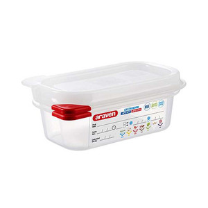 Polypropylene GN 1/9 Food Pan 17.6 × 10.8 × 6.5 h cm, with Lid, -40/+95 °C Araven - Product Image 1