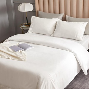 Vente flash : Ensemble de draps rafraîchissants respirants en microfibre 100% polyester, 4 pièces, blanc, pour lit d'hôtel - Product Image 1