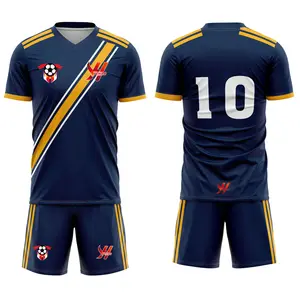 New design yellow blue soccer jersey factory China