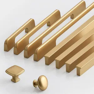 Aluminium Alloy Pulls Furniture Hardware Pull Cabinet Cupboard Dresser Wardrobe Drawer Door Gold Black Modern Kitchen Handles