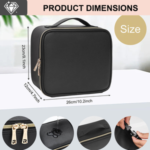 Estuche <span class=keywords><strong>de</strong></span> <span class=keywords><strong>Maquillaje</strong></span> Portátil <span class=keywords><strong>con</strong></span> Espejo Iluminado LED, Bolsa Organizadora <span class=keywords><strong>de</strong></span> Cosméticos <span class=keywords><strong>de</strong></span> Cuero PU <span class=keywords><strong>con</strong></span> Soporte para Brochas - Product Image 2