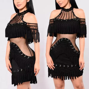 JF Custom Wholesale New manica corta <span class=keywords><strong>senza</strong></span> <span class=keywords><strong>spalline</strong></span> Stand nappa Mesh Vestido Bodycon elegante Mini A Line Sexy Party womens dresses - Product Image 5