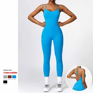 High Quality Women Colorful Onesie Sexy Back Nude One Piece Seamd Skin Friendly Breathable Naked Slim Tennis Yoga Jumpsuits