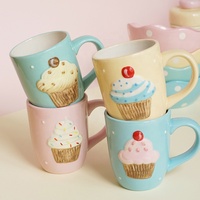 Trianglelyi — vaisselle en céramique gâteau peint à la main, jolis plats en céramique, tasse d'assiettes de fête d'anniversaire, plats mignons de dessin animé