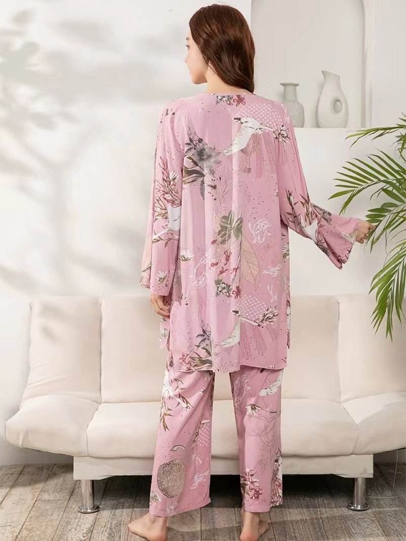 Soft Home Clothes Lounge Wear for Woman Clothing Elegant Robe Femme Pyjamas  Women Sleepwear Piece Viscose Women's Pajamas Set