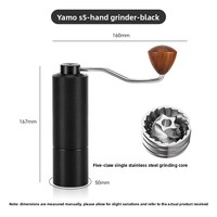 Moulin à café manuel portable Unisweet Classic avec manivelle, design antidérapant en maille, noyau de broyage en acier fin réglable, pliable