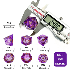 Bán Buôn Biểu Tượng Tùy Chỉnh Đa Diện Trong Suốt Tự Nhiên Đá Quý Rỗng Cát Bàn RPG Đặt Rồng Và Dungeon Dnd Nhựa Xúc Xắc - Product Image 5