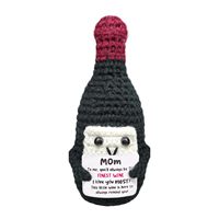 Cadeau de retraite, poupée commémorative en coton et laine, faite à la main au crochet, design de bouteille de vin rouge de dessin animé