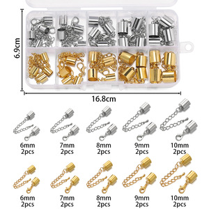 Accesorios de joyería DIY: Tapones con cadena de 6-10 mm chapados en oro y plata para la fabricación de collares y pulseras, set de manualidades. - Product Image 1