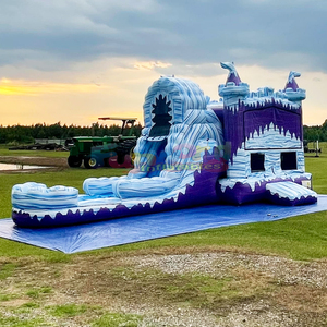 Castillo inflable comercial para niños, para uso en exteriores, seco o húmedo, con tobogán acuático, tipo palacio de hielo. - Product Image 1