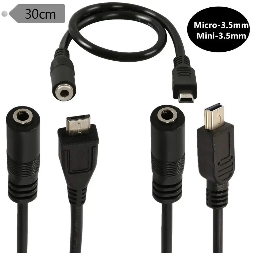 Cordon de câble audio micro USB mâle à 3.5mm femelle pour adaptateur de conversion de microphone à clip actif