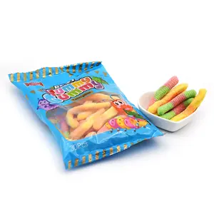 Oem Regenboog Suiker Gecoat Zure Worm Vorm Gummy Candy