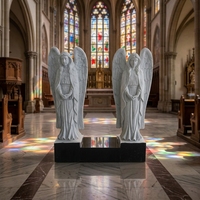 Statues d'anges en marbre de haute qualité, style américain moderne, pour cimetière et jardin, commémoratives, faible MOQ