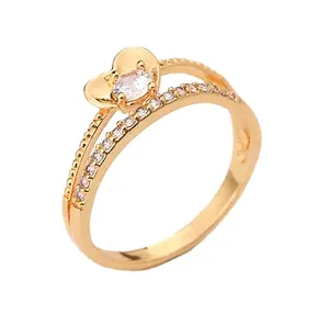 2020最新珠宝首饰铜钻戒指镀金细石心形戒指为女性设计锆石戒指