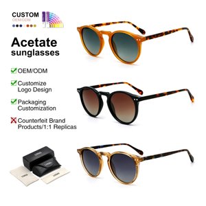 Lunettes de soleil tendance classiques à monture ronde en bio-acétate, verres polarisés dégradés, OEM ODM, logo personnalisé, en acétate - Product Image 1