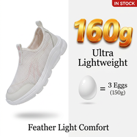 Chaussures de marche ultralégères pour femmes 160g, à enfiler, avec semelle intérieure de massage par acupression en maille, vente en gros, stock disponible en 48h, 4 couleurs