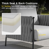 Canapé en corde imperméable pour patio, mobilier d'hôtel moderne et simple, grands fauteuils d'extérieur, ensemble de conversation pour balcon, ensemble bistrot de jardin